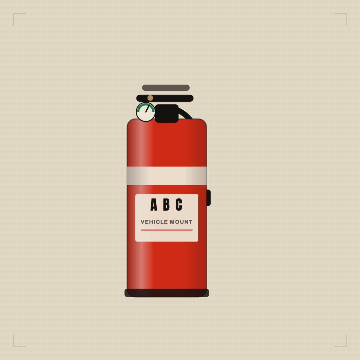 Sentinel ABC Powder Extinguisher — Vehicle Mount — illustrated placeholder, pending the client's own photography